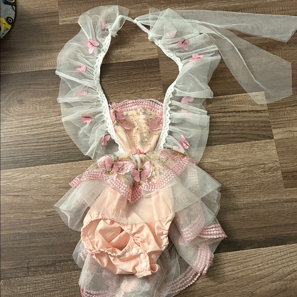 Pink and White Ruffled Baby Outfit